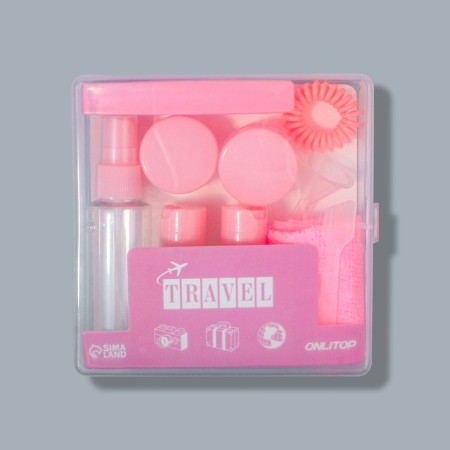 Storage set, in case, 9 objects, transparent/pink color-14
