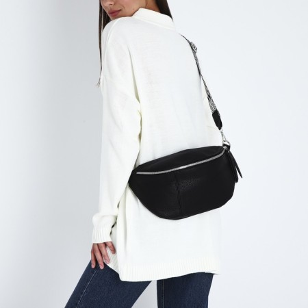 Bag Cross-Bodi with a zipper, black color-6