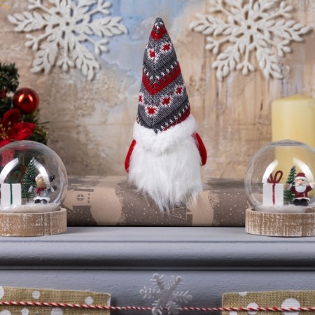 LED figure "Dwarf in a cap with patterns" 6.5 × 17 × 6.5 cm, textiles, batteries LR1130x3, glow warm white-2