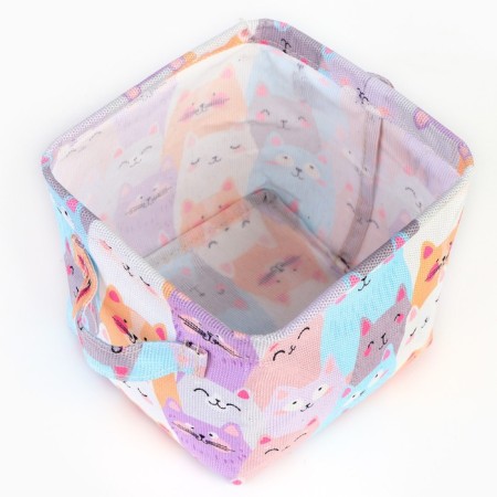 Organizer for storage, coffee for linen, waterproof “cats”, 14.5 x 13.7 x 14 cm.-4