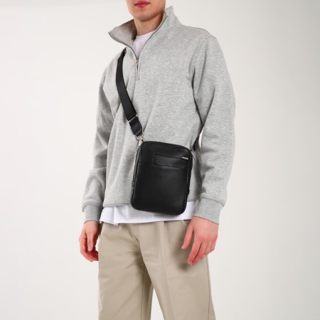 Male bag over the shoulder, Textura, artificial leather, black color-8