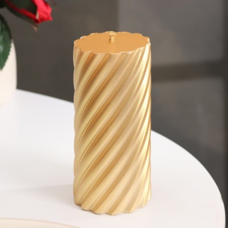 Candle-cylinder "Spiral", 5x10 cm, gold, 6 hours-1