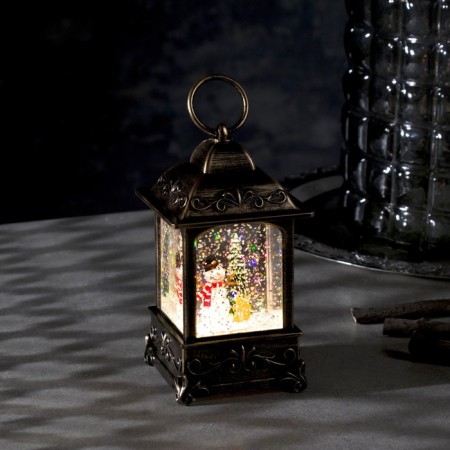 LED figure “Lantern with a snowman” 7.5 × 13.5 × 7.5 cm, plastic, sparkles, batteries AAAX3 (not complete), glow warm white