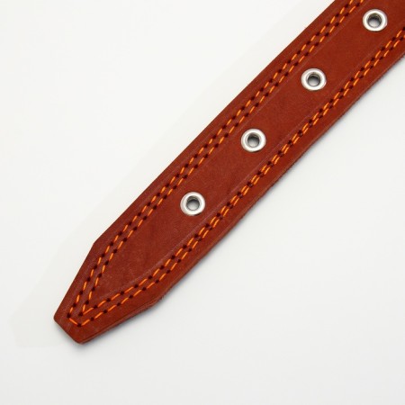 Leather collar on felt decorated, 65 x 3.5 cm, Osh 50-60 cm, brown-6