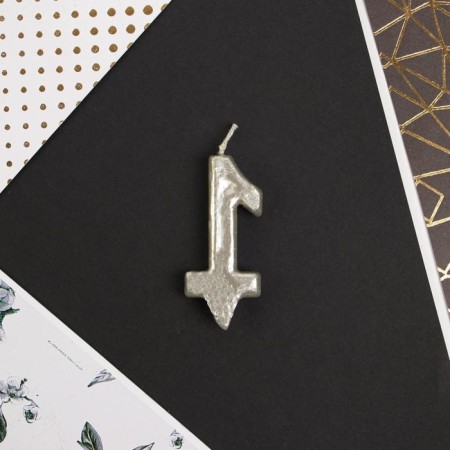 Candle for the cake, number "1", silver.