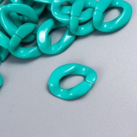 Decor for creativity plastic "Ring for the chain" turquoise set 25 pcs 2.3x1.65 cm-1