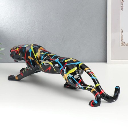 Polystone souvenir "Black Panther" black, spray of paint 13x13x45 cm-2