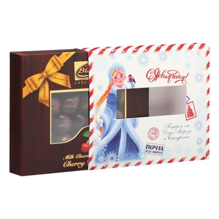 New Year. Chocolate dragee "Gift from Santa Claus and Snow Maiden", cherry in chocolate, 100 g-2