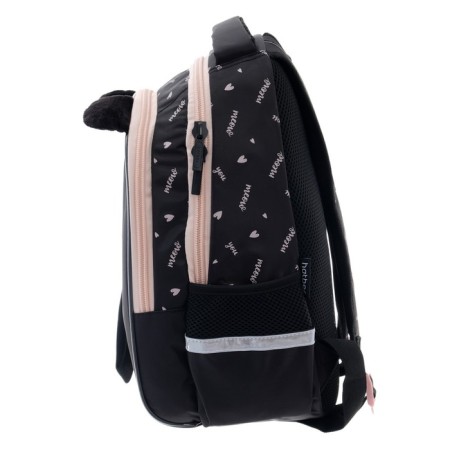 School backpack 40 x 26 x 19 cm, ergonomic back, Hatber sreet "Moore-huma", pink/black NRK_77090-4