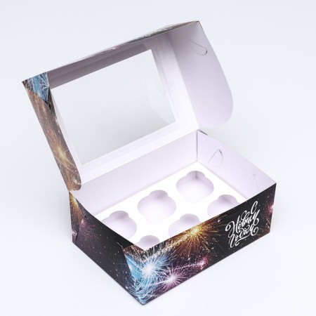 Packaging for 6 cupcakes with the New Year window, 25 x 17 x 10 cm-4