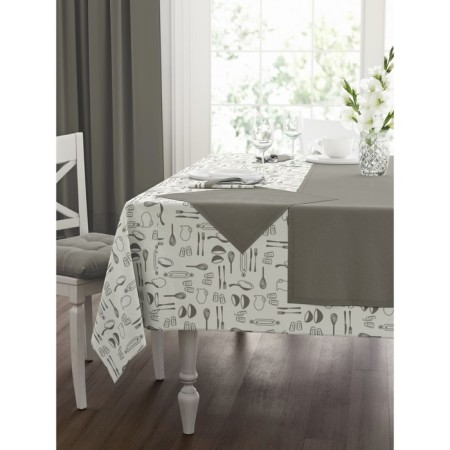 Kit kitchen Loft: tablecloth 140x150 cm, serving napkin 40x40 cm. - 4 pcs, gray -gray 7603