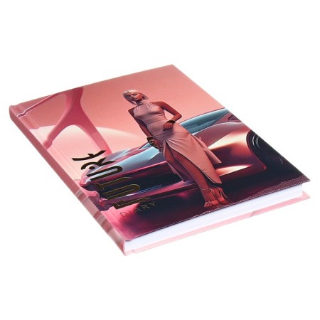 Diary Little by a5 128 sheets, cardboard 7BC, matte lamination, foil "Futuristic lady"-1