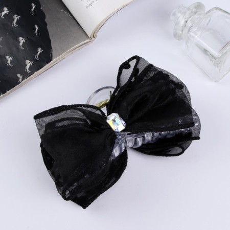 Hair crab "Schoolgirl" 12x9 cm, black in flower-1