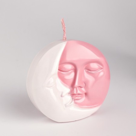 Figure candle "Sun and Moon", 6x2.5 cm, white-pink-2
