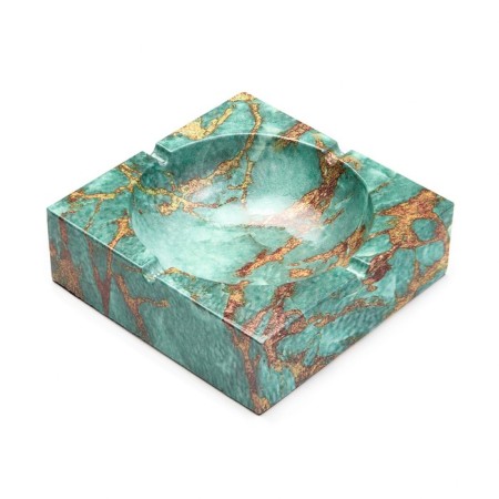 Ash "Marble", 12.6 x 4.1 cm, ceramics, emerald-1