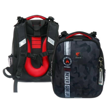 School backpack 38 x 30 x 16 cm, ergonomic back, Stavia "Military24", gray