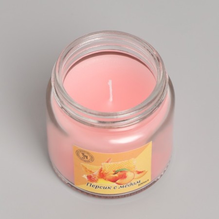 Aromatic candle in glass 6.3cm, 100ml, peach with honey-3