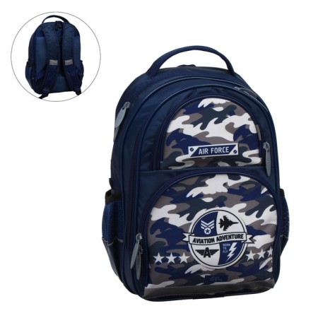 School backpack, 36 x 23 x 13 cm, ergonomic back, calligrata n "Hakki", blue-7