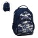 School backpack, 36 x 23 x 13 cm, ergonomic back, calligrata n "Hakki", blue
