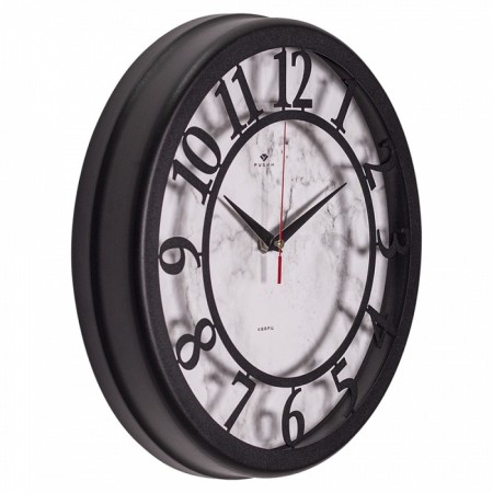 Watching clock, interior "millennium", silent, d-30.5 cm, black and white-1