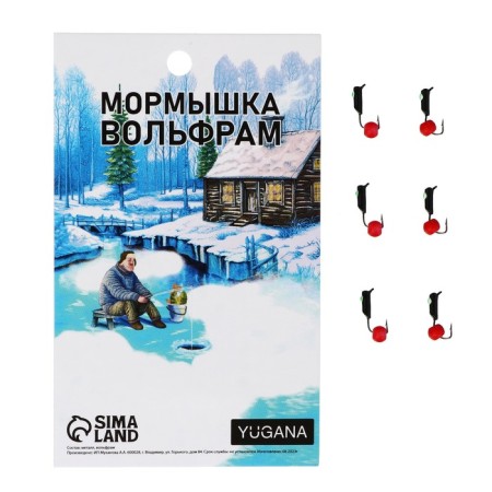 Mormyshka column black, green eyes + ball red, weight 0.4 g