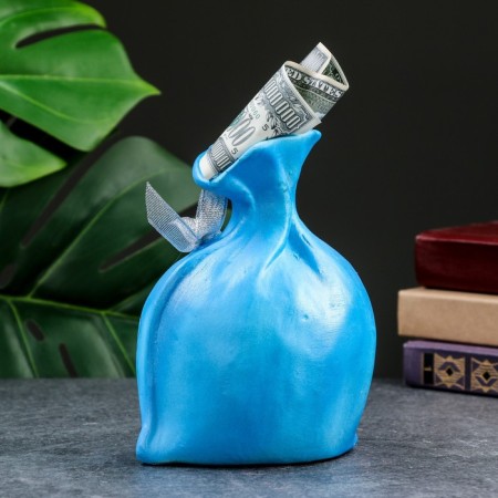 Pig a piggy bank "Bag - for good deeds" Blue, 17cm-2