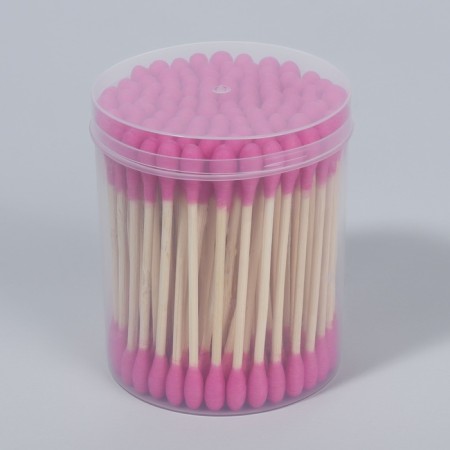 Cotton -based sticks, 7 cm, 112 pcs, in a plastic organizer, pink color-3