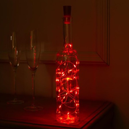 Garland "thread" 2 m dew with a traffic jam, IP20, silver thread, 20 LED, red glow, lr44x3