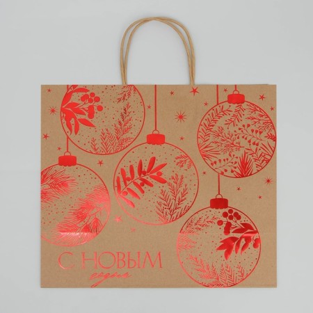 Package gift craft Red, 32 x 28 x 15 cm, new year-4