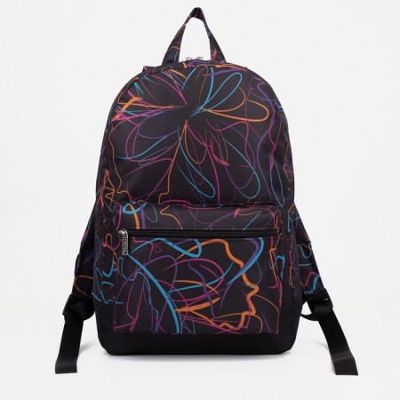 School backpack from lightning textiles, external pocket, “ZFTS”, black color