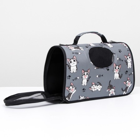 Bag - Animal Carrying "Playing Catets", gray, size S, 37.5 x 17 x 22 cm-1
