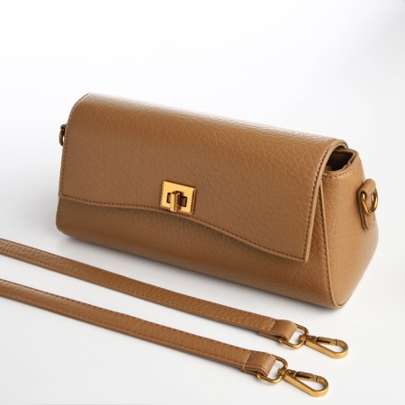 Bag Women's Messenger on the Textura valve, average size, brown color-7