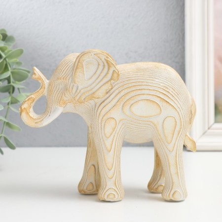 Souvenir Polystone "White Elephant with gold - layers" 16x7x13.5 cm