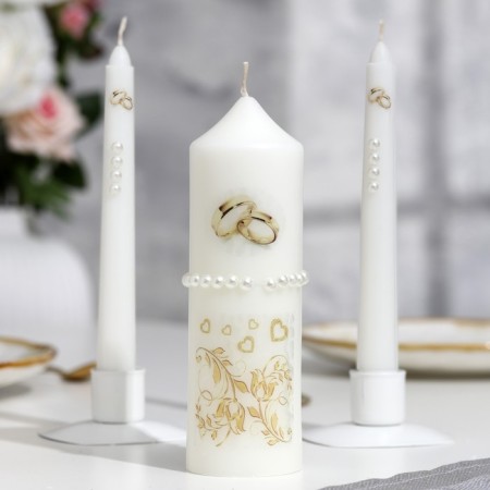 A set of wedding suppositories with beads "Wedding rings", white, handmade, mix