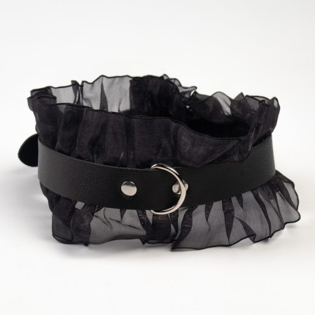 Erotic bdsm set of oka-hpki, with black lace, black, eco-leather, 9 items-18