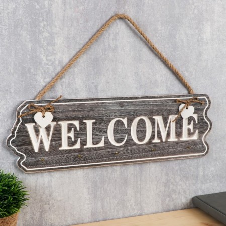 Decorative woods "Welcome with hearts" 15x46x1.5 cm-1