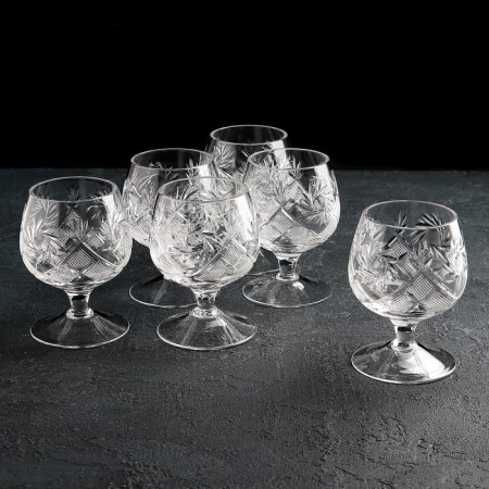 A set of crystal glasses for brandy "Mill", 300 ml, 6 pcs