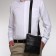 Men's bag on Terra Dever, 2 pockets, a long belt, brown color