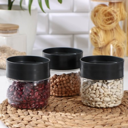 A set of containers for bulk products, 3 items, 500 ml, black color-3