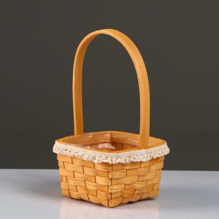 Wicker basket, sequoia, 12.5x12.5XN8/22 cm, natural with a edging