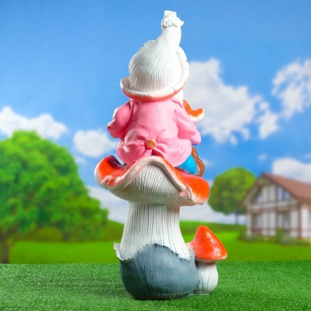 Garden figure "Gnome fly agaric on the mushroom", 71x33cm-5