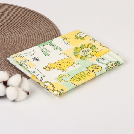 Baby oilcloth "Cartoons", district. 70x100 cm., Without edging, white/green color