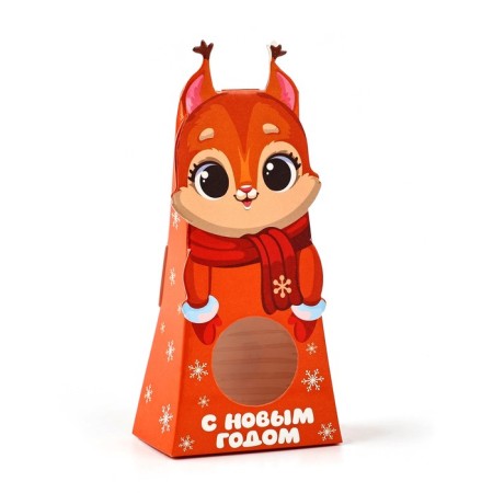 Folding box with the Squirrel window, 6 x 13.6 x 3.5 cm, New Year-1