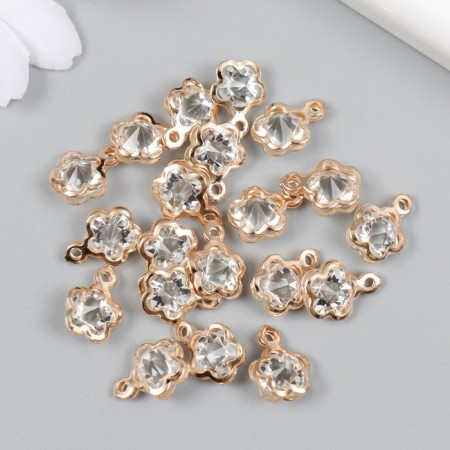 Decor for creativity Metal "Flower" gold, crystal 0.6x1x1 cm-2