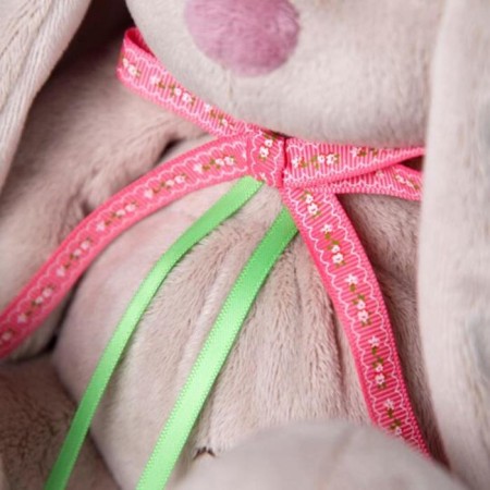 Soft toy "Bunny Mi" in the knitted hat "Arbuzik", 18 cm-6