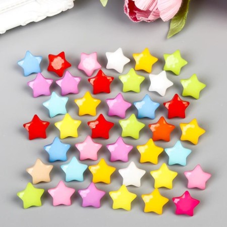 Buttons plastic for creativity on the leg "Color stars" set 40 pcs 1.5x1.5 cm