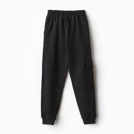 Pants for the boy are beginning, dark gray color, height 134 cm-3