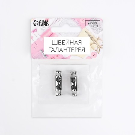 Club for the cord, double, d = 4 mm, 8 × 26 mm, 2 pcs, silver color-4