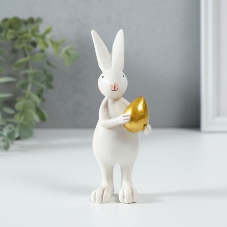 Souvenir Polystone "Easter rabbit with a gold egg" 4x4x13 cm
