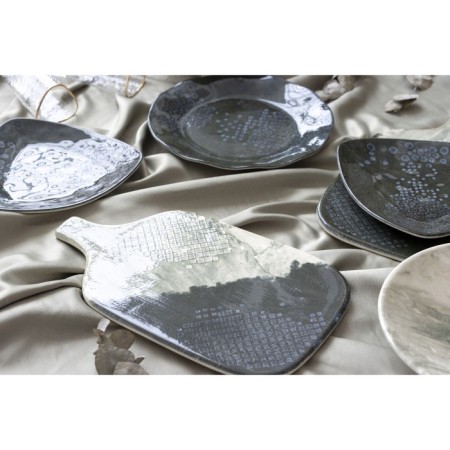 Ceramic plate "Stone", 18 x 18 cm, dark gray color-11